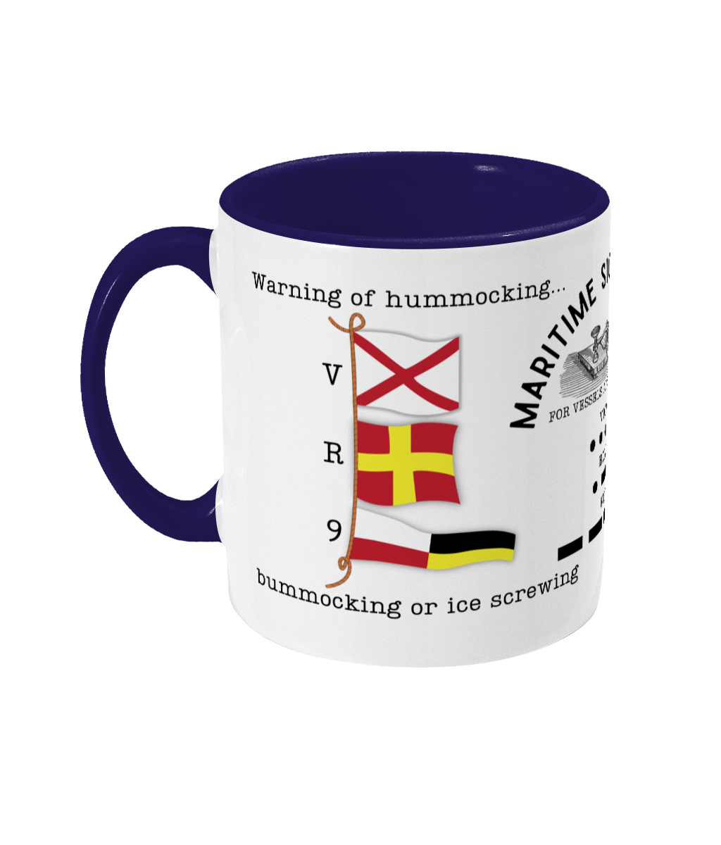 Nautical code flag mug, Warning of hummocking, bummocking or Ice screwing Great Harbour Gifts