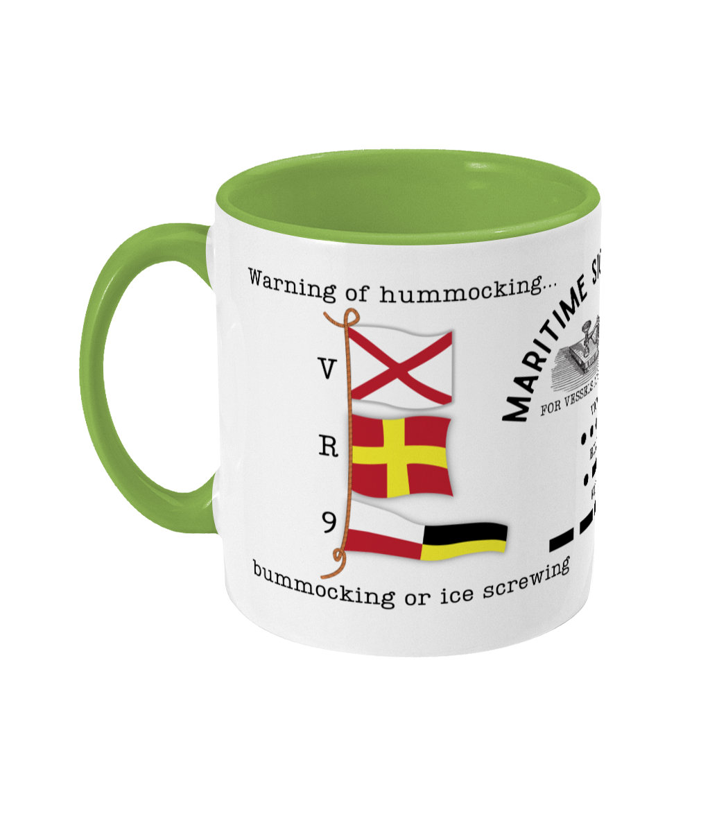 Nautical code flag mug, Warning of hummocking, bummocking or Ice screwing Great Harbour Gifts