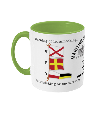 Nautical code flag mug, Warning of hummocking, bummocking or Ice screwing Great Harbour Gifts