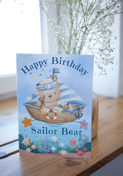 Nautical kids' birthday card Sailor bear Great Harbour Gifts