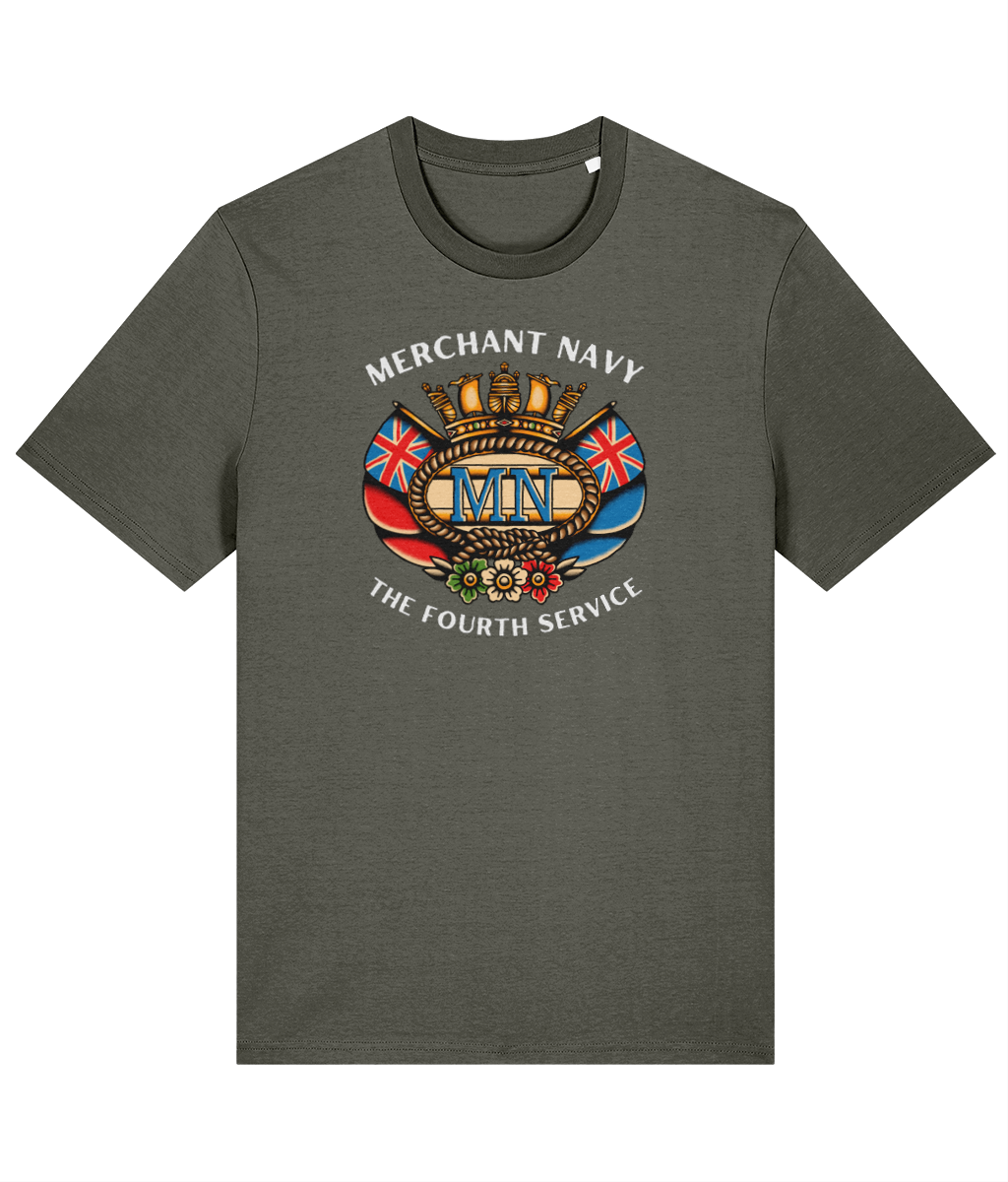 Organic cotton unisex t-shirt (British Merchant Navy badge) Great Harbour Gifts