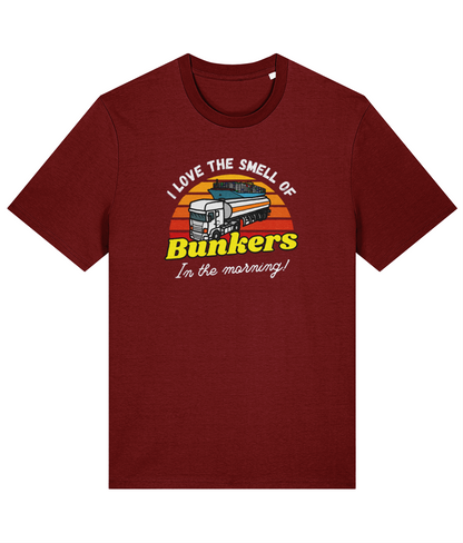 Organic cotton unisex t-shirt (I love the smell of bunkers, In the morning) Great Harbour Gifts