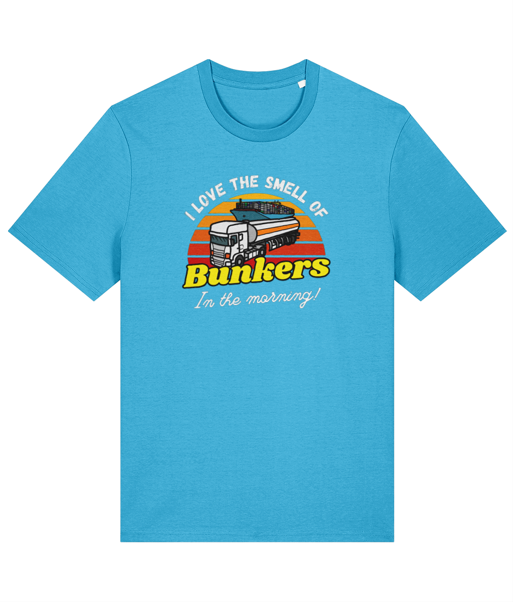 Organic cotton unisex t-shirt (I love the smell of bunkers, In the morning) Great Harbour Gifts