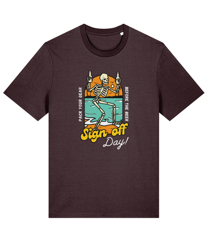 Organic cotton unisex t-shirt (Sign off day) Pack your gear, before the beer! Great Harbour Gifts