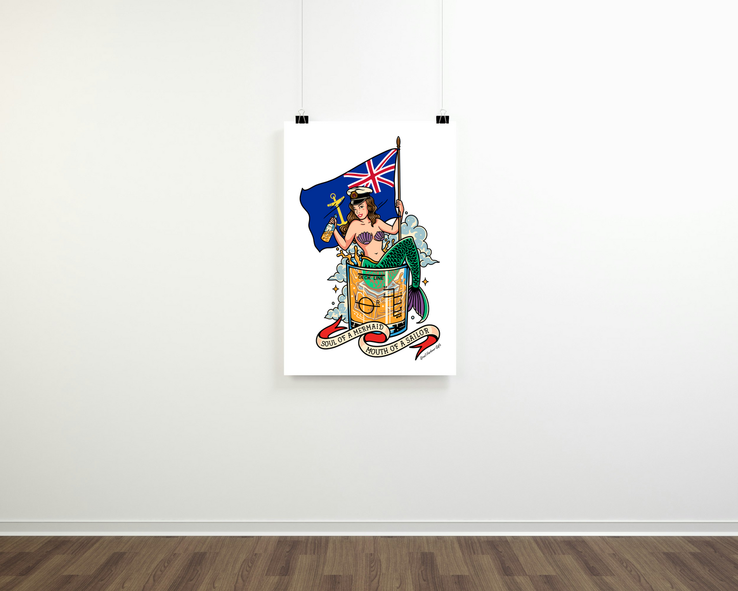 Poster print (Sailor tattoo Royal Fleet Auxiliary mermaid)