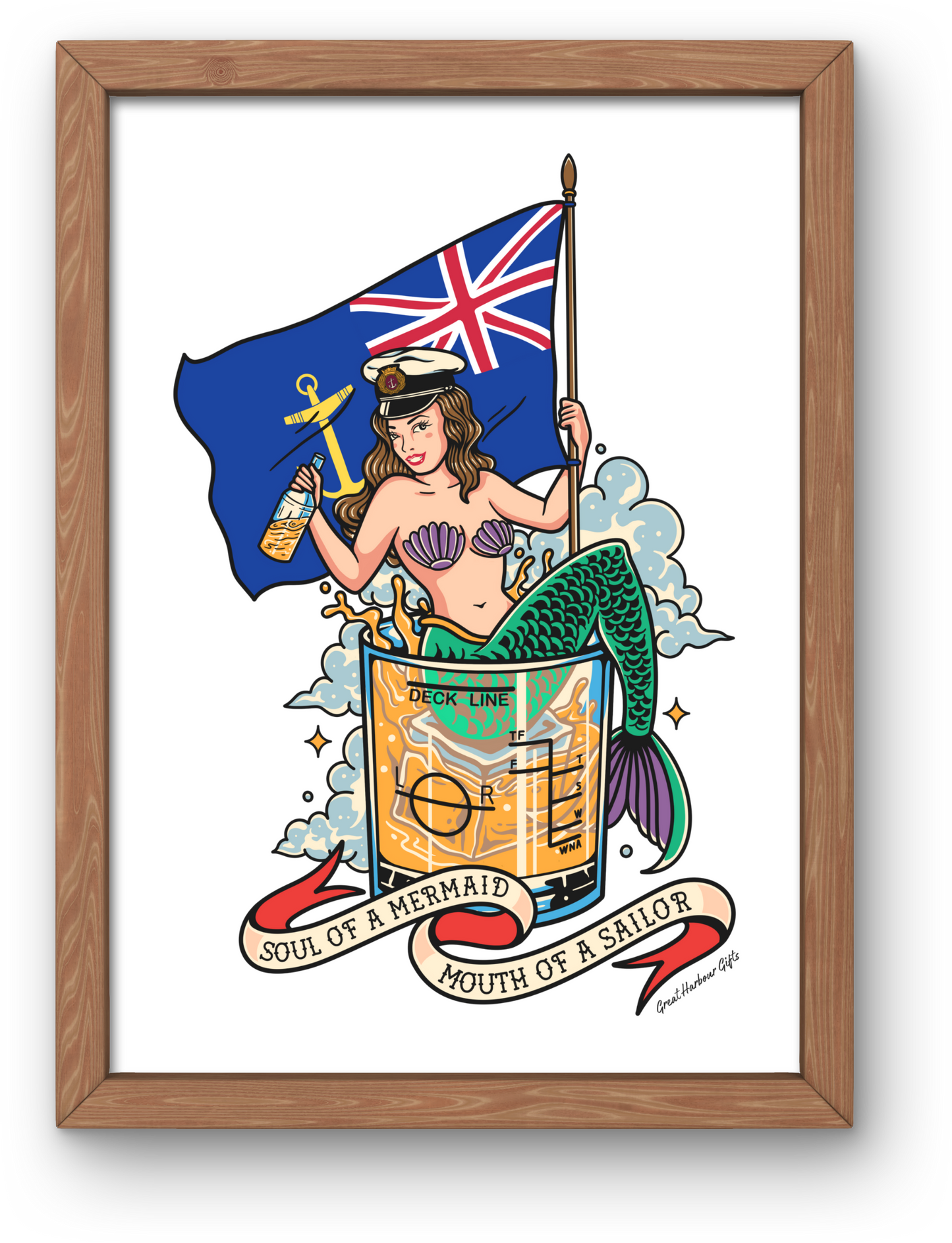 Framed wall art (Royal Fleet Auxiliary mermaid)