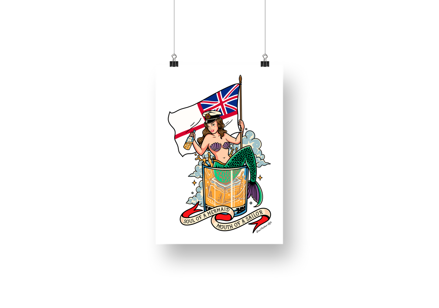 Poster print (Sailor tattoo Royal Navy mermaid)