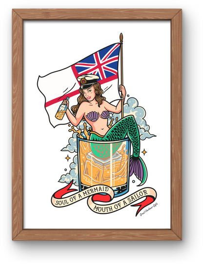 Framed wall art (Royal Navy mermaid)