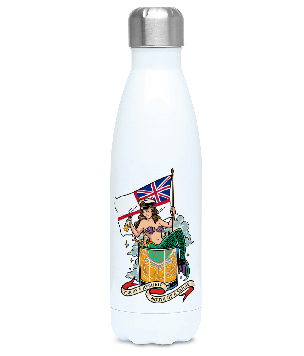 Thermos Insulated water bottle, Royal Navy (RN). Soul of a mermaid, mouth of a sailor