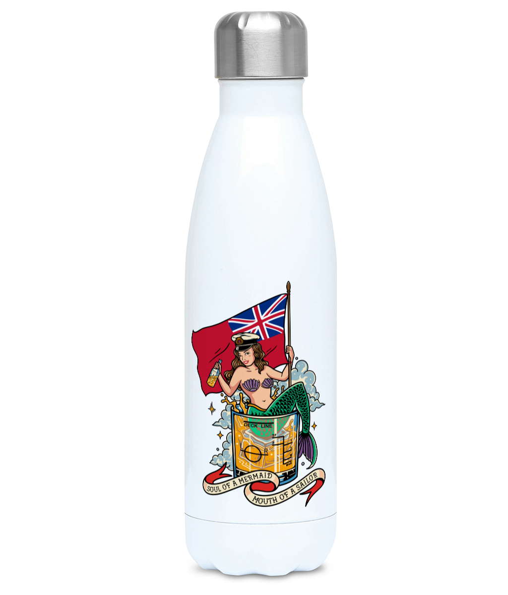 Thermos Insulated water bottle, Merchant Navy (MN). Soul of a mermaid, mouth of  a sailor