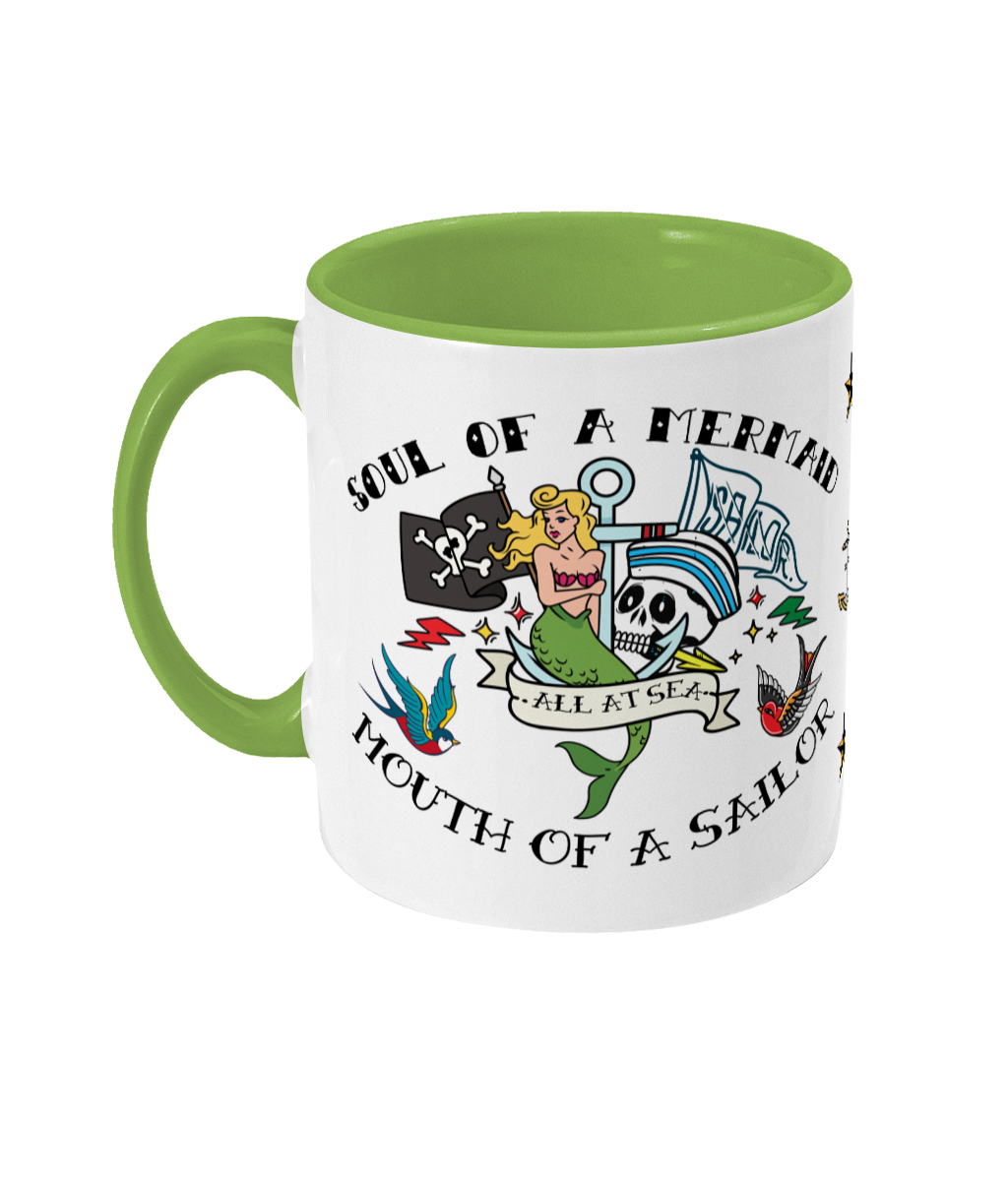 Sailor tattoo mug, Soul of a mermaid, mouth of a sailor Great Harbour Gifts