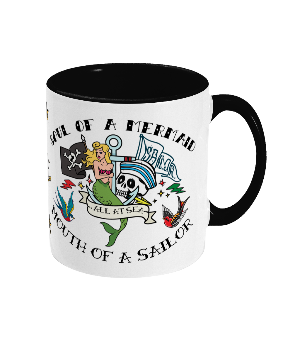 Sailor tattoo mug, Soul of a mermaid, mouth of a sailor Great Harbour Gifts