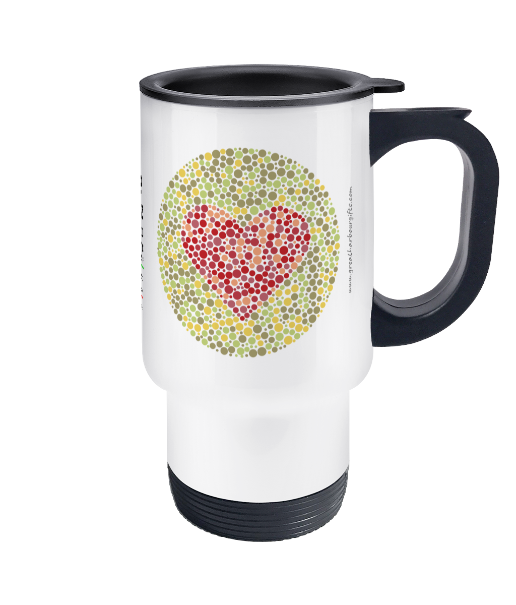 Travel Mug, Ishihara colour blindness eyesight test (ENG1 seafarer medical) Great Harbour Gifts