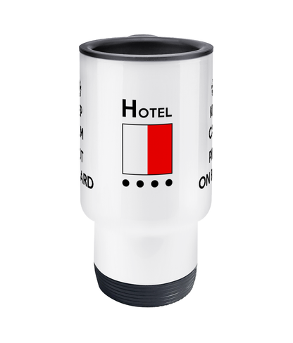 Travel mug (Keep calm 'pilot on board') flag hotel Great Harbour Gifts