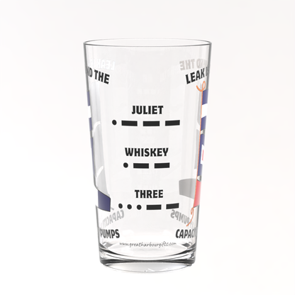 Pint glass, JW3 flags (Leak is beyond the capacity of my pumps)