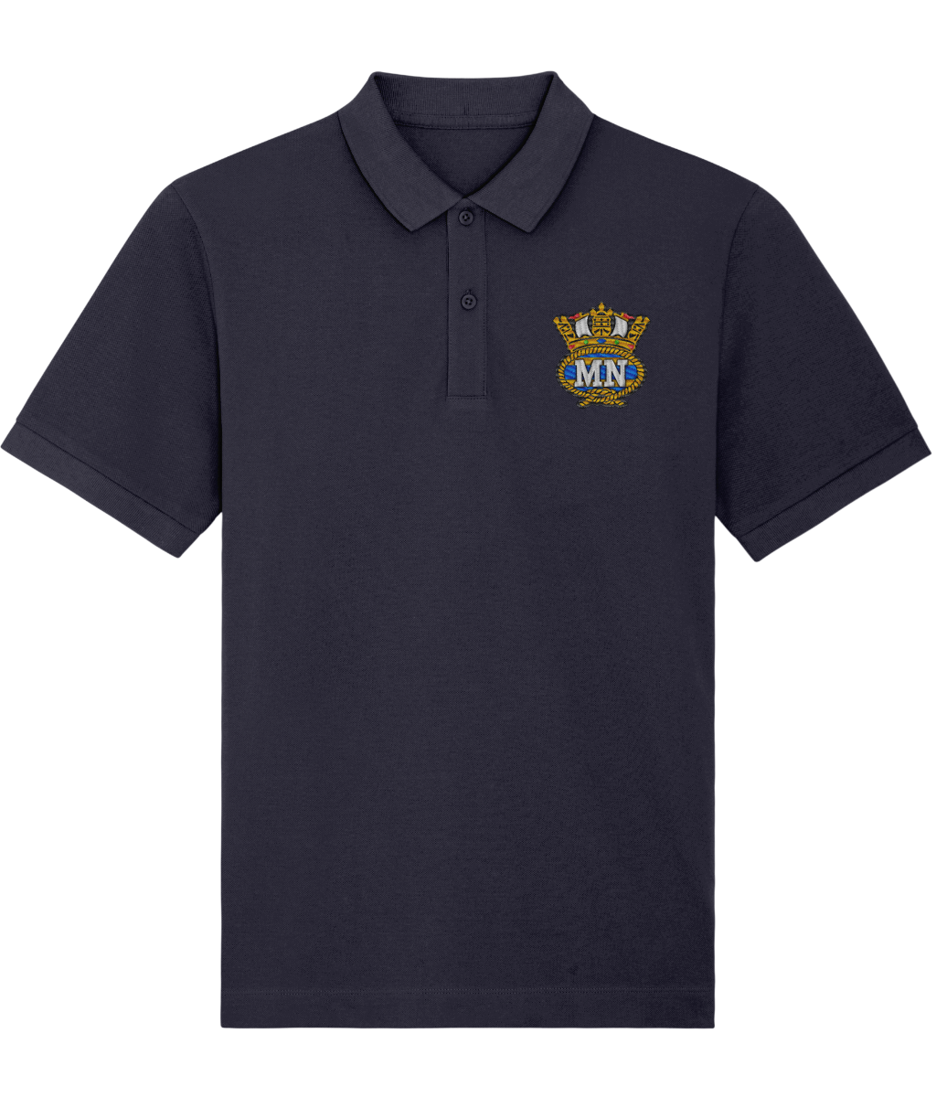 Organic cotton unisex polo shirt (Embroidered British Merchant Navy badge)