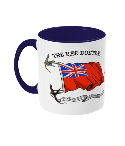 Sailor tattoo mug, Red duster, swallows and Merchant Navy badge