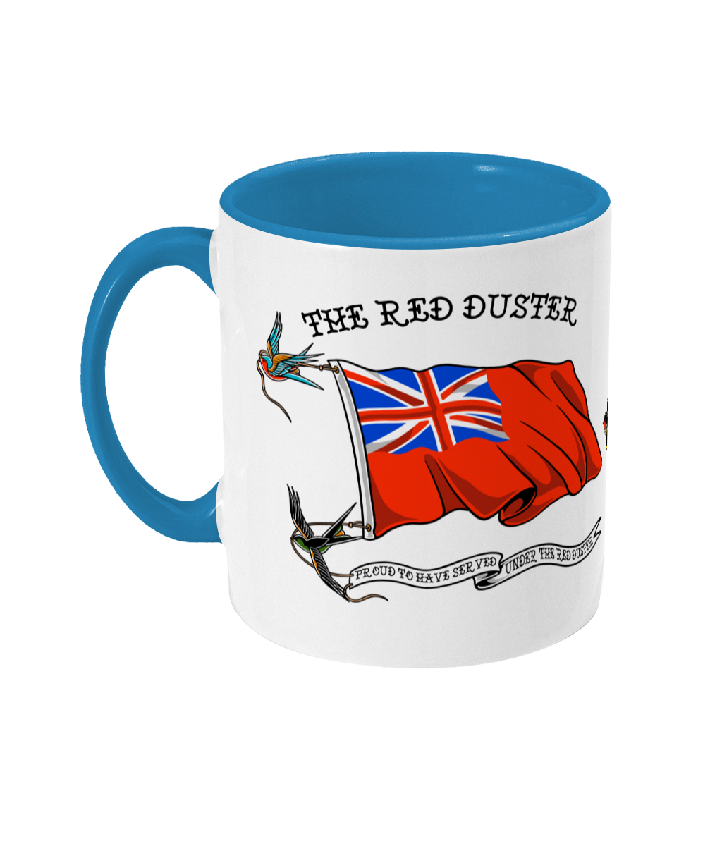 Sailor tattoo mug, Red duster, swallows and Merchant Navy badge