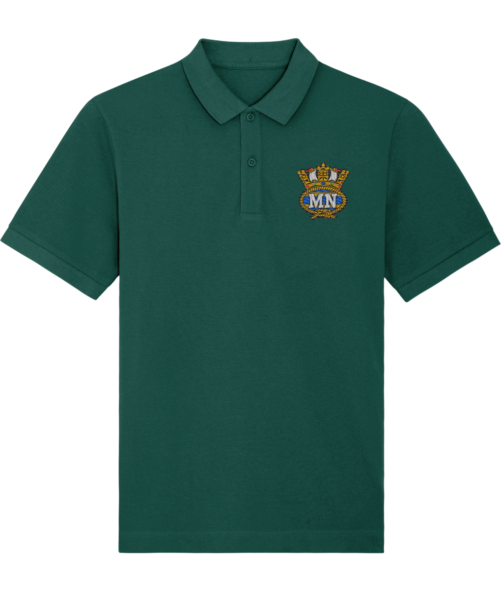 Organic cotton unisex polo shirt (Embroidered British Merchant Navy badge)