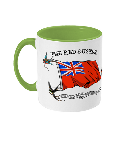 Sailor tattoo mug, Red duster, swallows and Merchant Navy badge