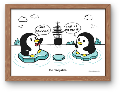 Framed wall art (Ice navigation cartoon) Growlers and brash Ice