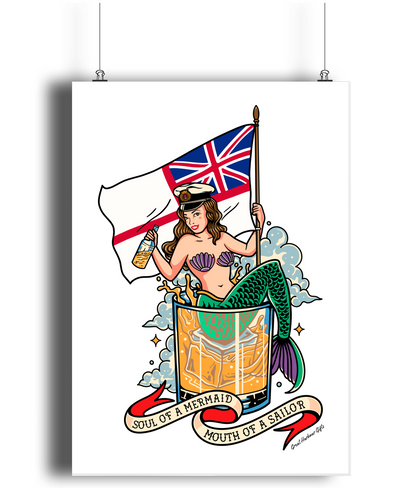 Poster print (Sailor tattoo Royal Navy mermaid)