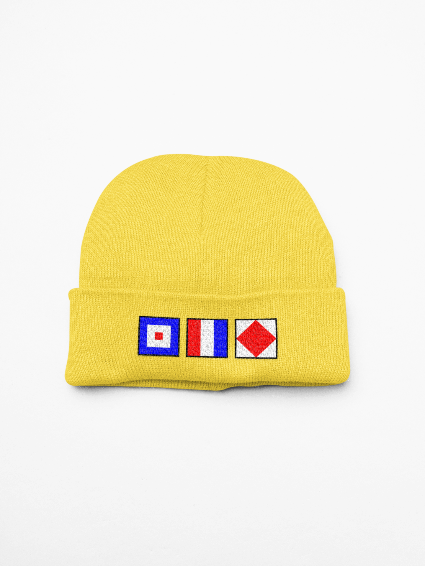 Cuffed Beanie, Nautical flags Whiskey, Tango, Foxtrot (WTF)