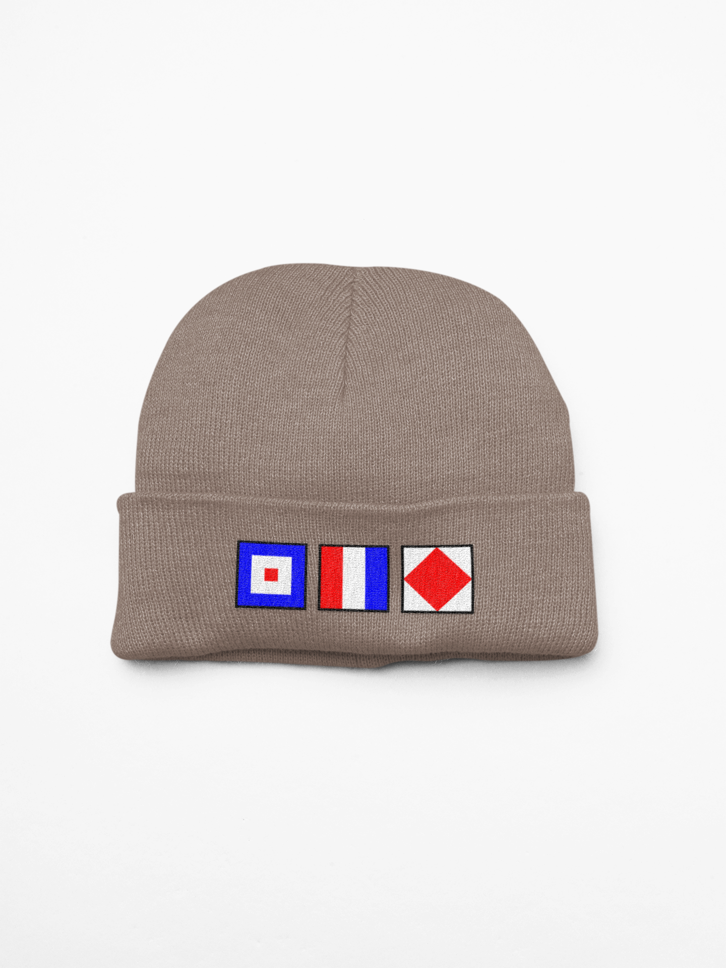 Cuffed Beanie, Nautical flags Whiskey, Tango, Foxtrot (WTF)