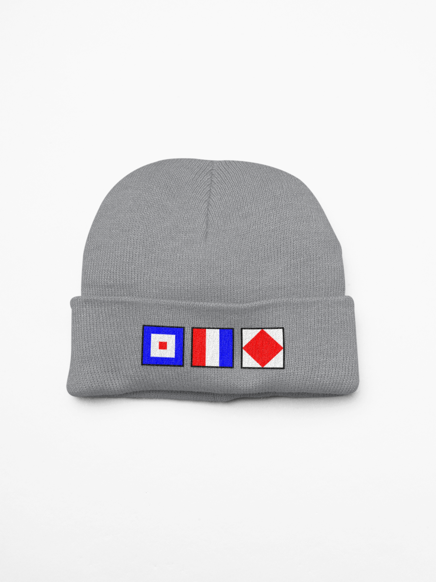 Cuffed Beanie, Nautical flags Whiskey, Tango, Foxtrot (WTF)