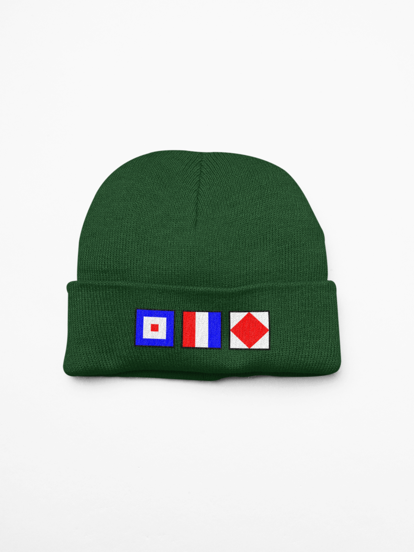 Cuffed Beanie, Nautical flags Whiskey, Tango, Foxtrot (WTF)