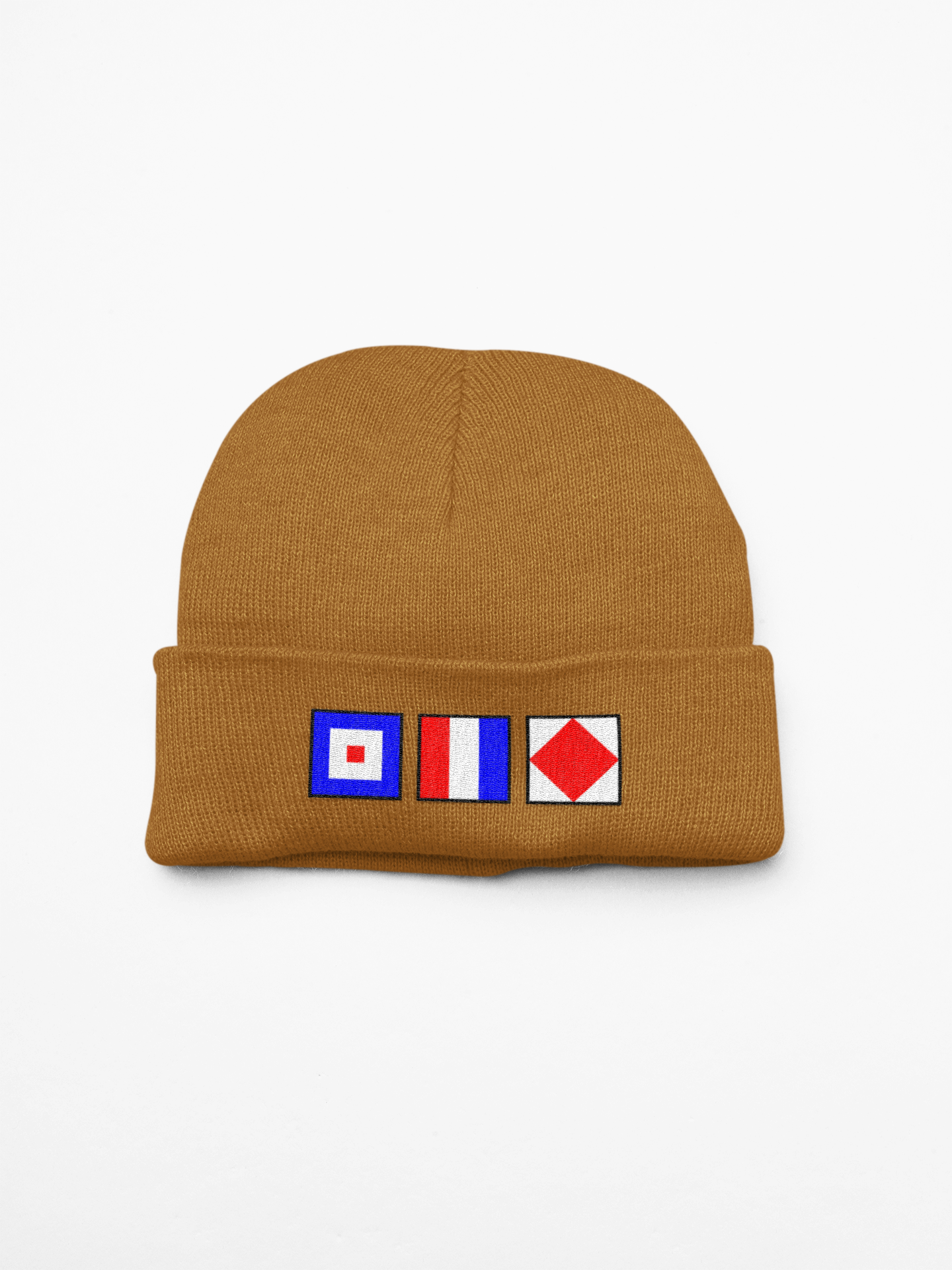 Cuffed Beanie, Nautical flags Whiskey, Tango, Foxtrot (WTF)