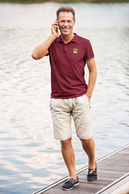 Organic cotton unisex polo shirt (Embroidered British Merchant Navy badge)