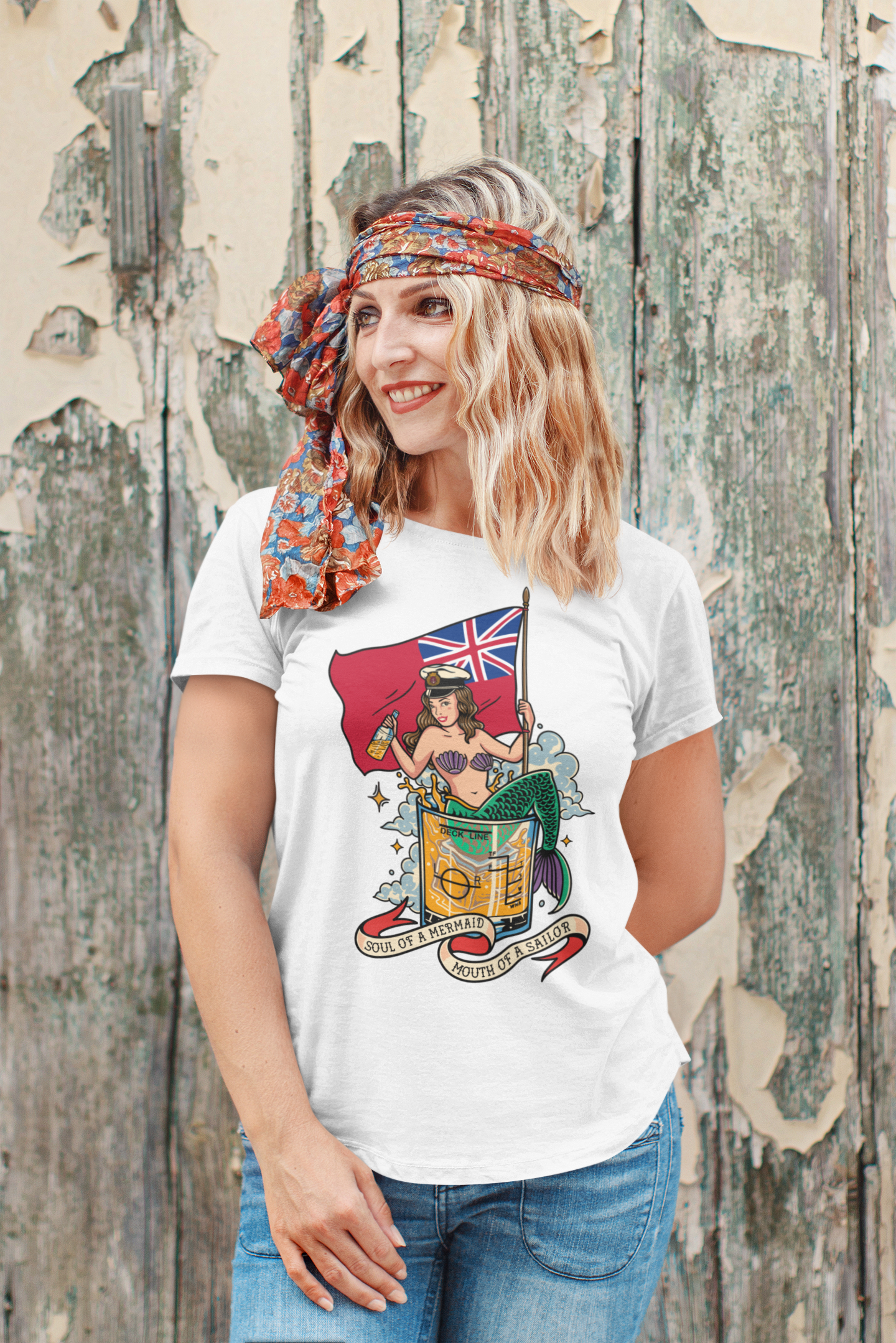 Organic cotton unisex t-shirt (Merchant Navy mermaid)