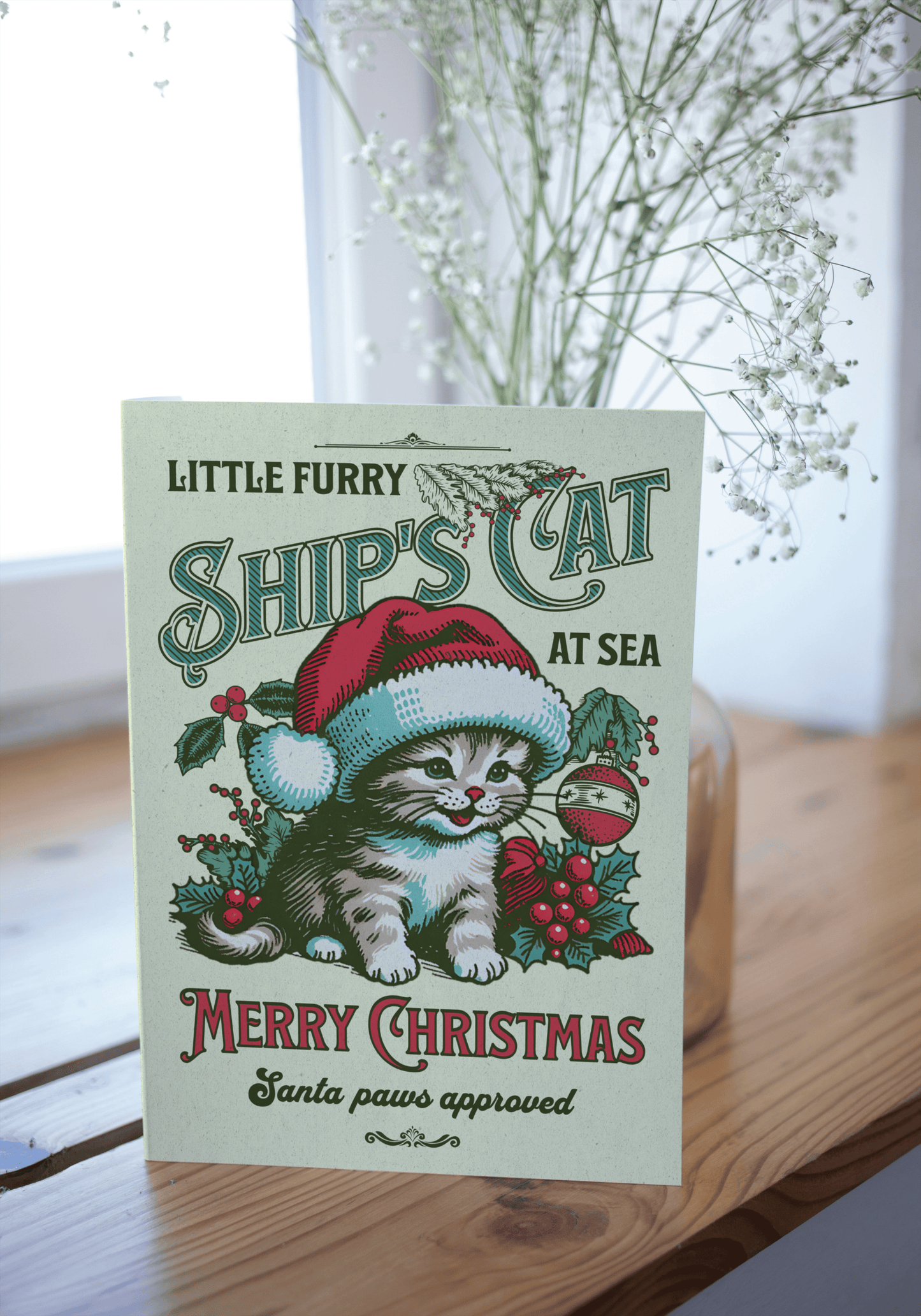 Nautical Christmas card (Ship's cat)